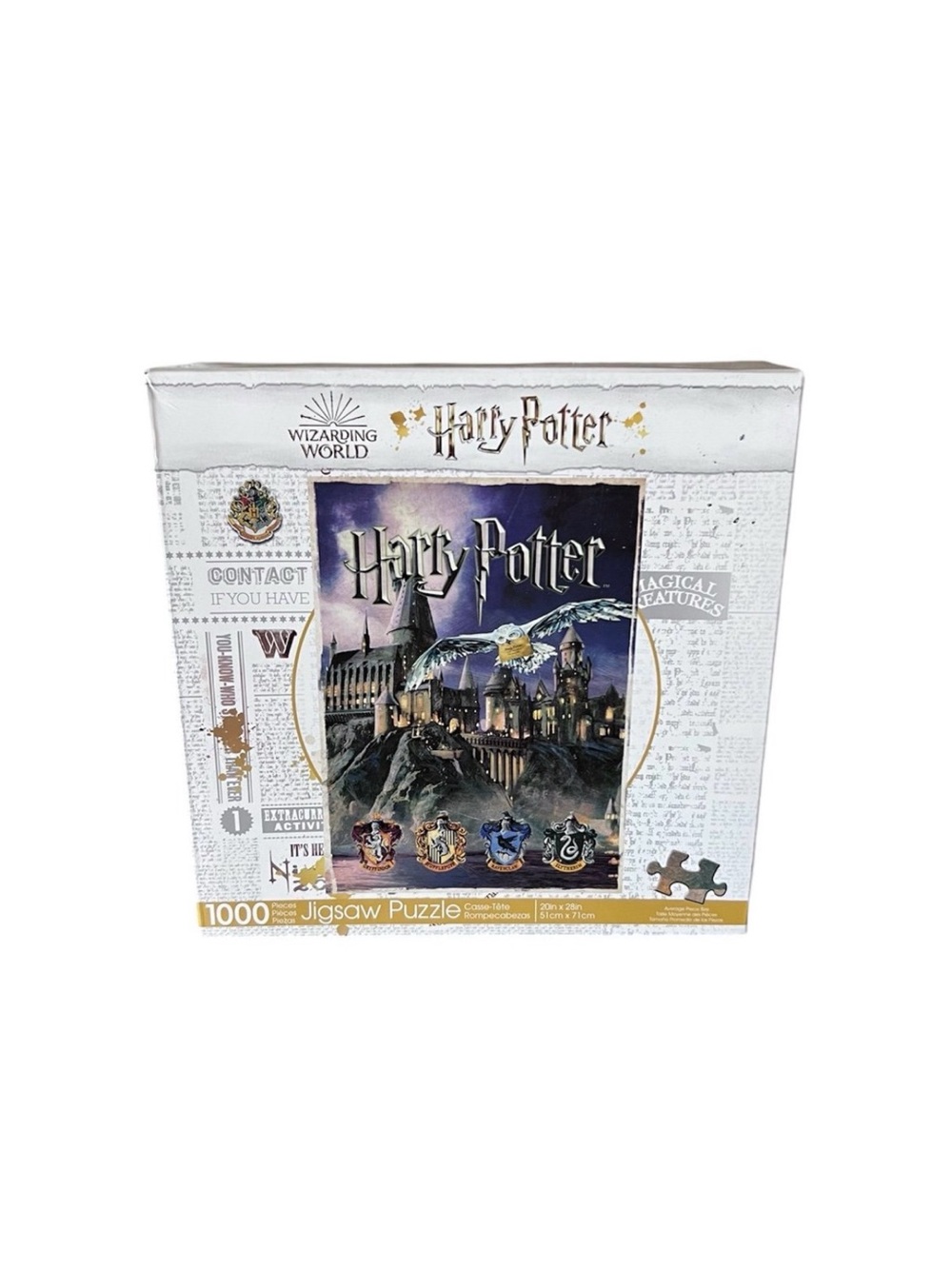 NEW Harry Potter 1000 Piece Puzzle Hedwig Hogwarts Castle School Crests Aquarius